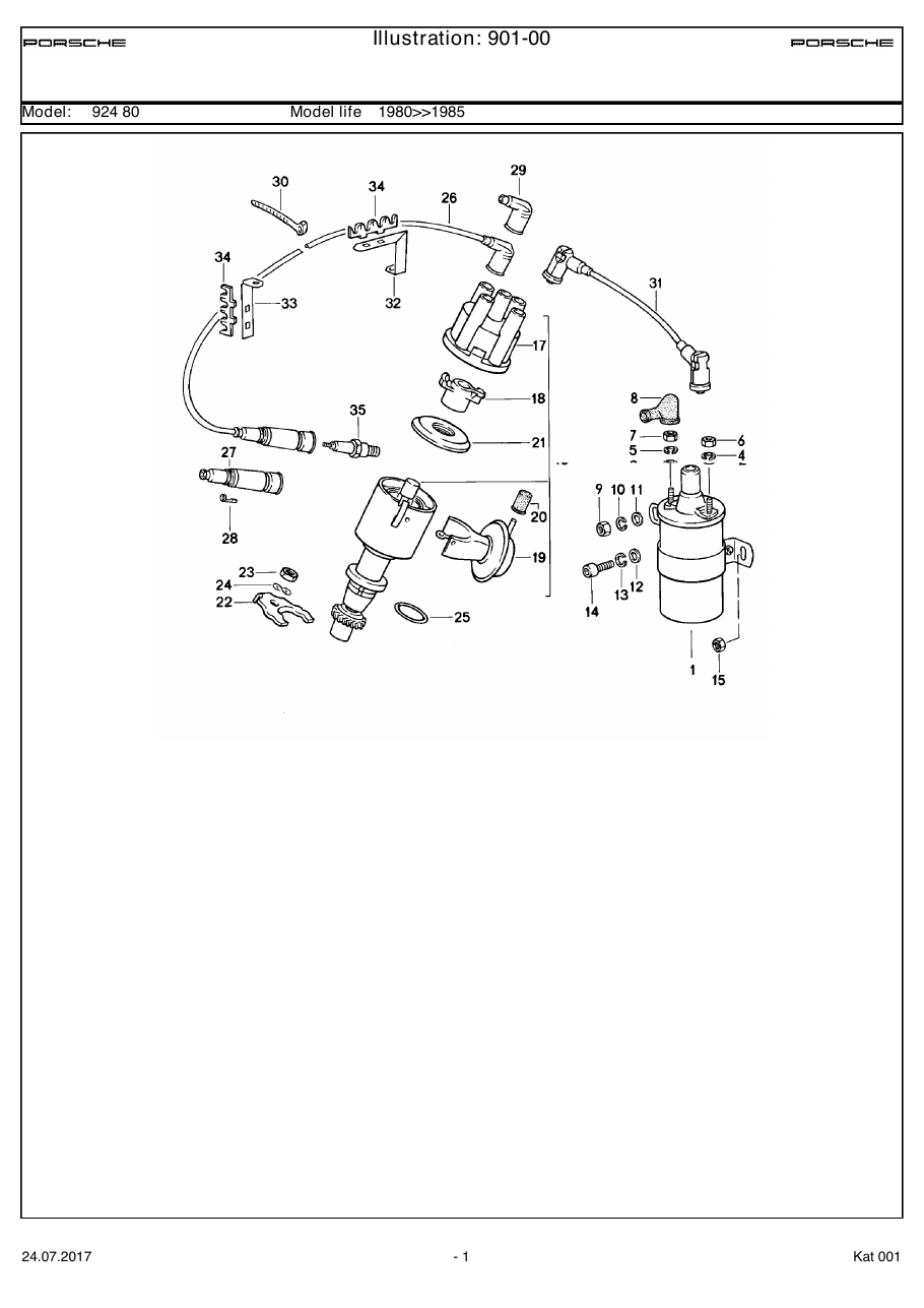 Exploded parts diagram — Engine electrics 1