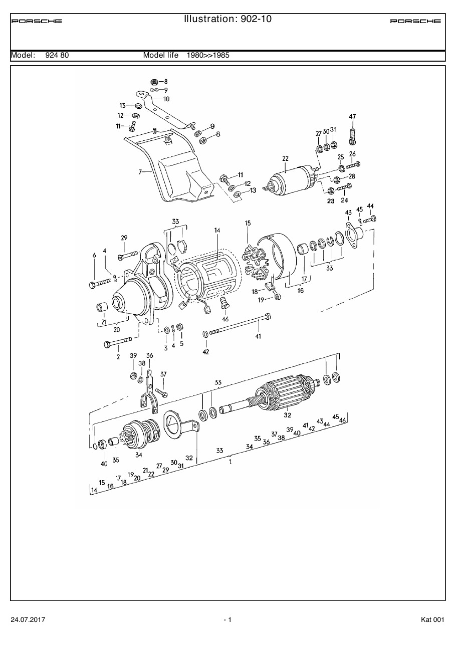 Exploded parts diagram — Starter