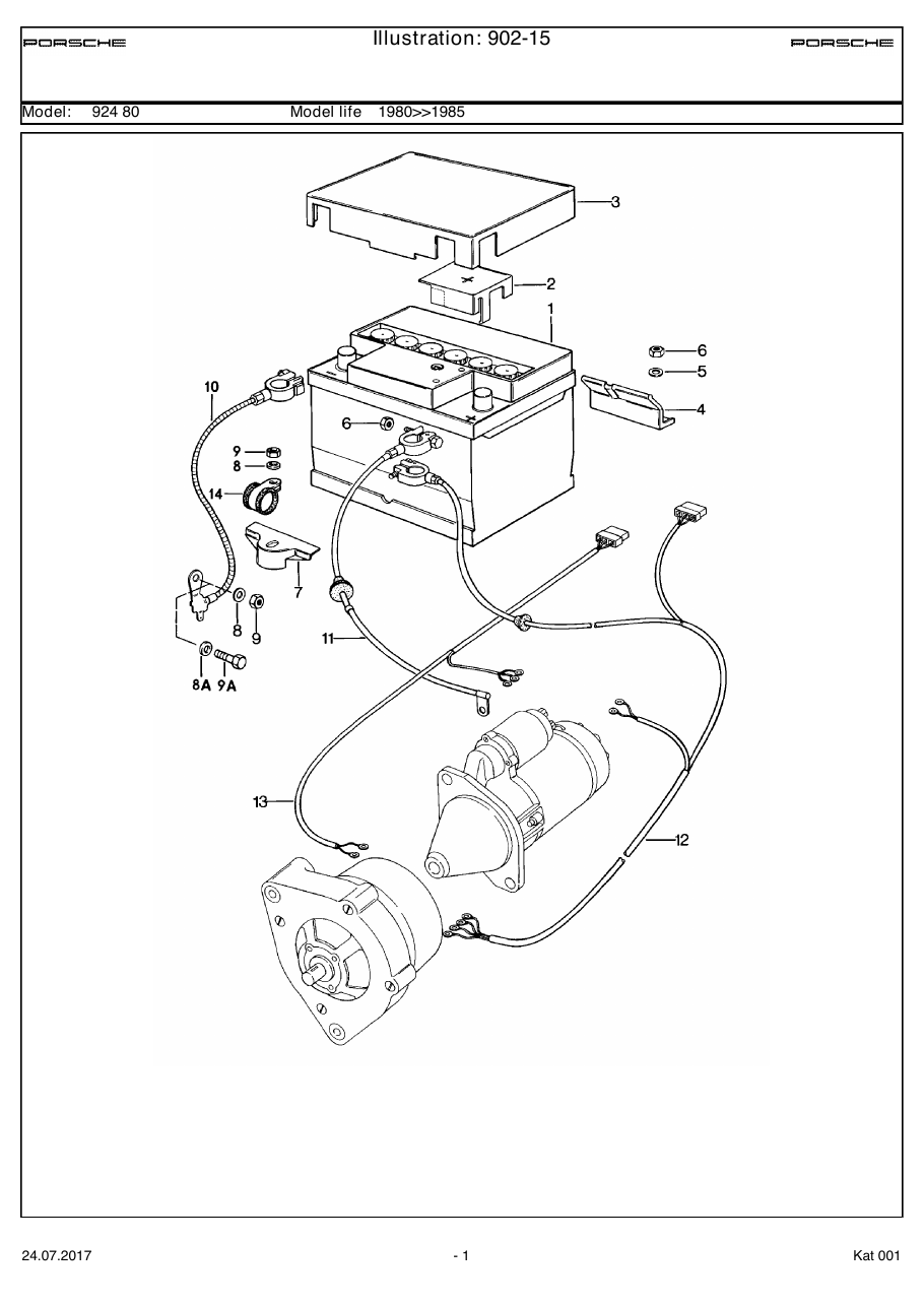 Exploded parts diagram — Battery