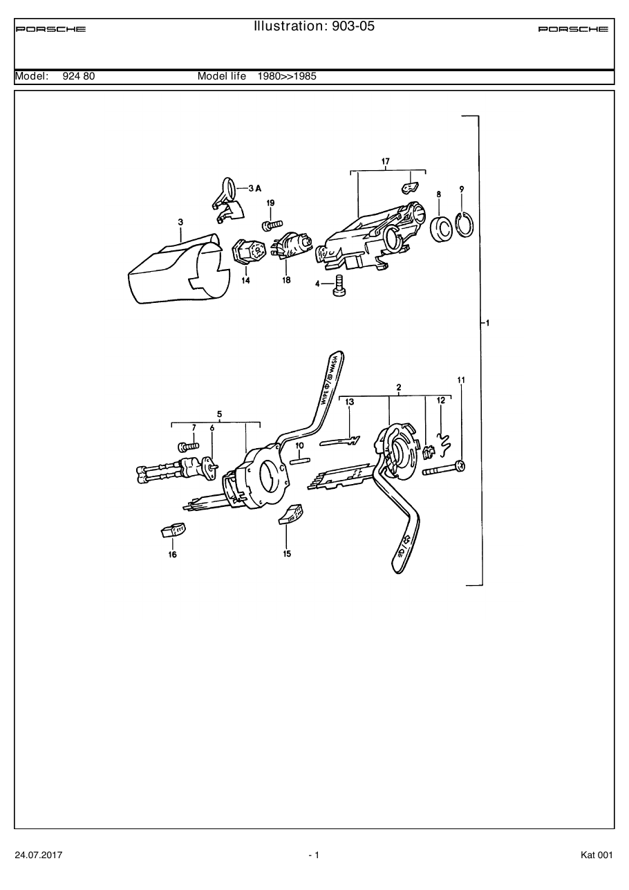 Exploded parts diagram — Steering column switch