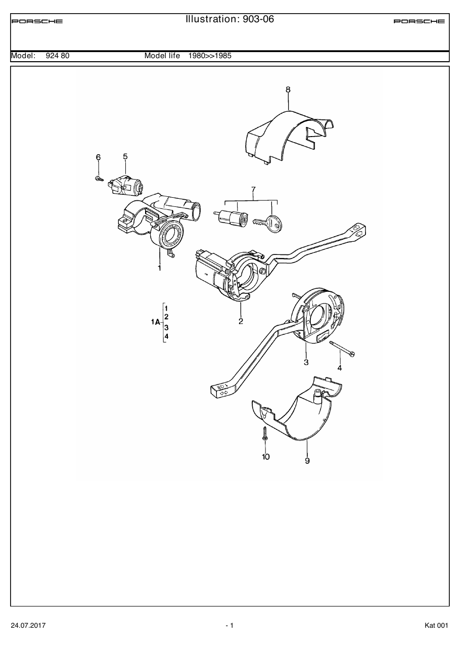 Exploded parts diagram — Steering column switch