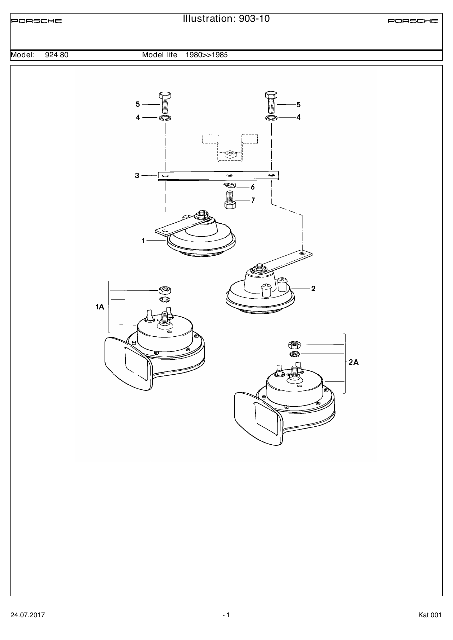 Exploded parts diagram — Horn