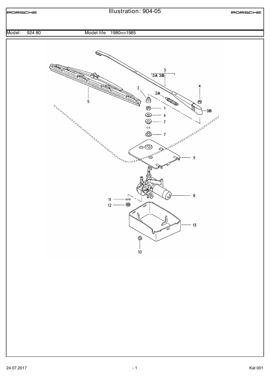 Exploded parts diagram — Rear window wiper