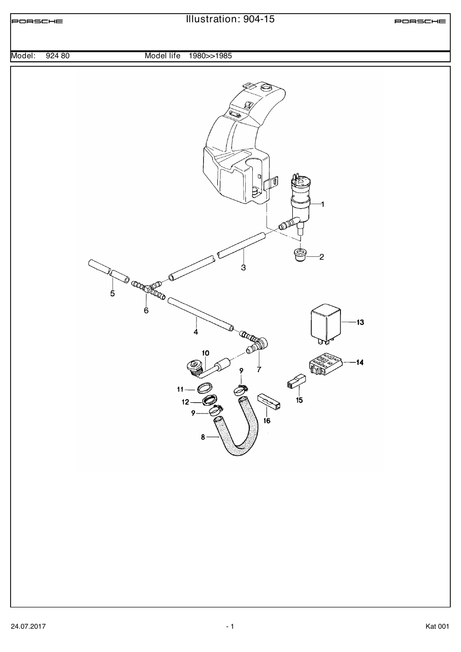 Exploded parts diagram — Headlight washer system