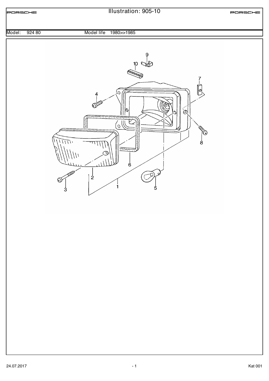 Exploded parts diagram — Direction indicator light