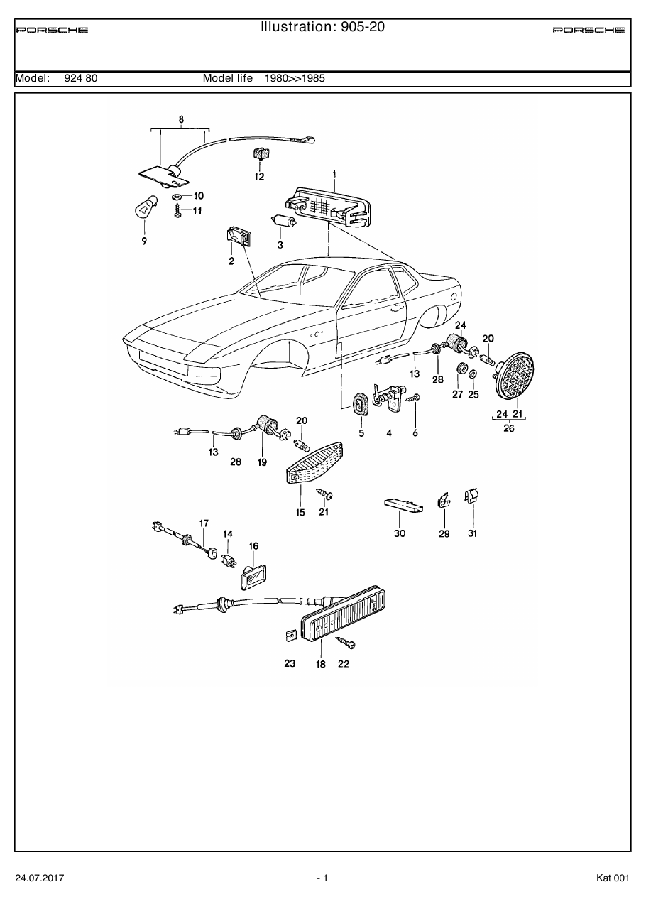 Exploded parts diagram — Interior light