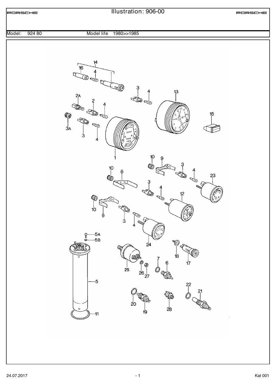 Exploded parts diagram — Instruments