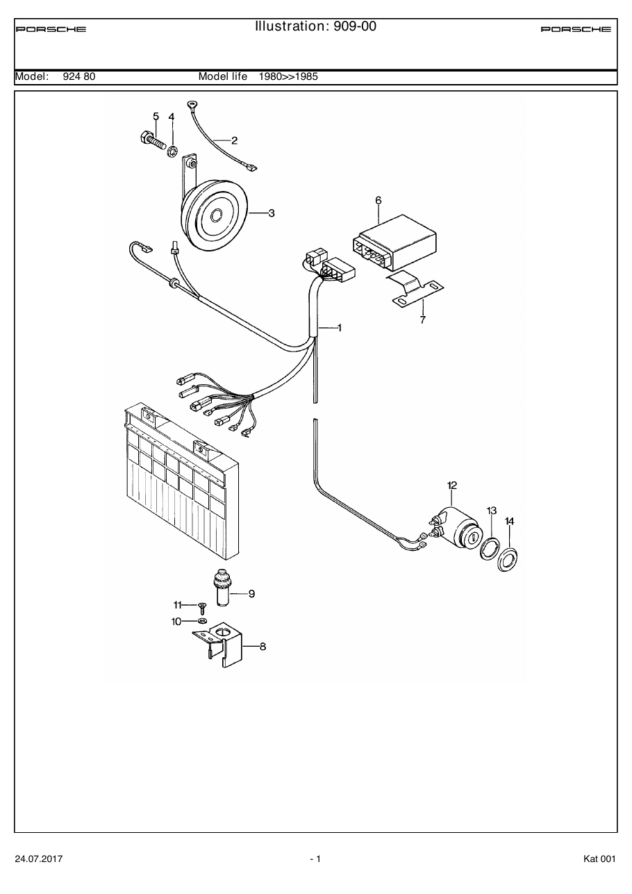 Exploded parts diagram — Alarm system