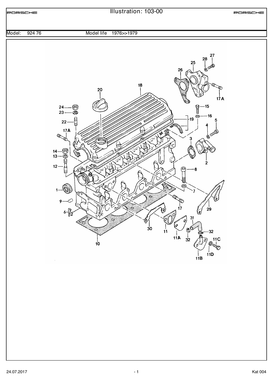 Exploded parts diagram — Cylinder head