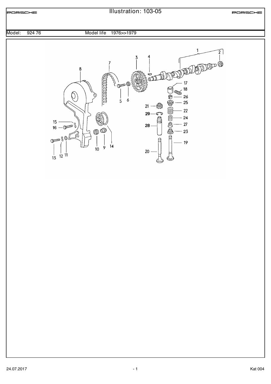 Exploded parts diagram — Camshaft