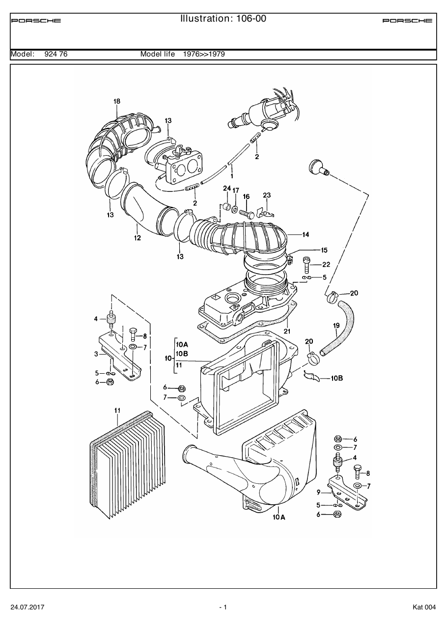 Exploded parts diagram — Air cleaner system