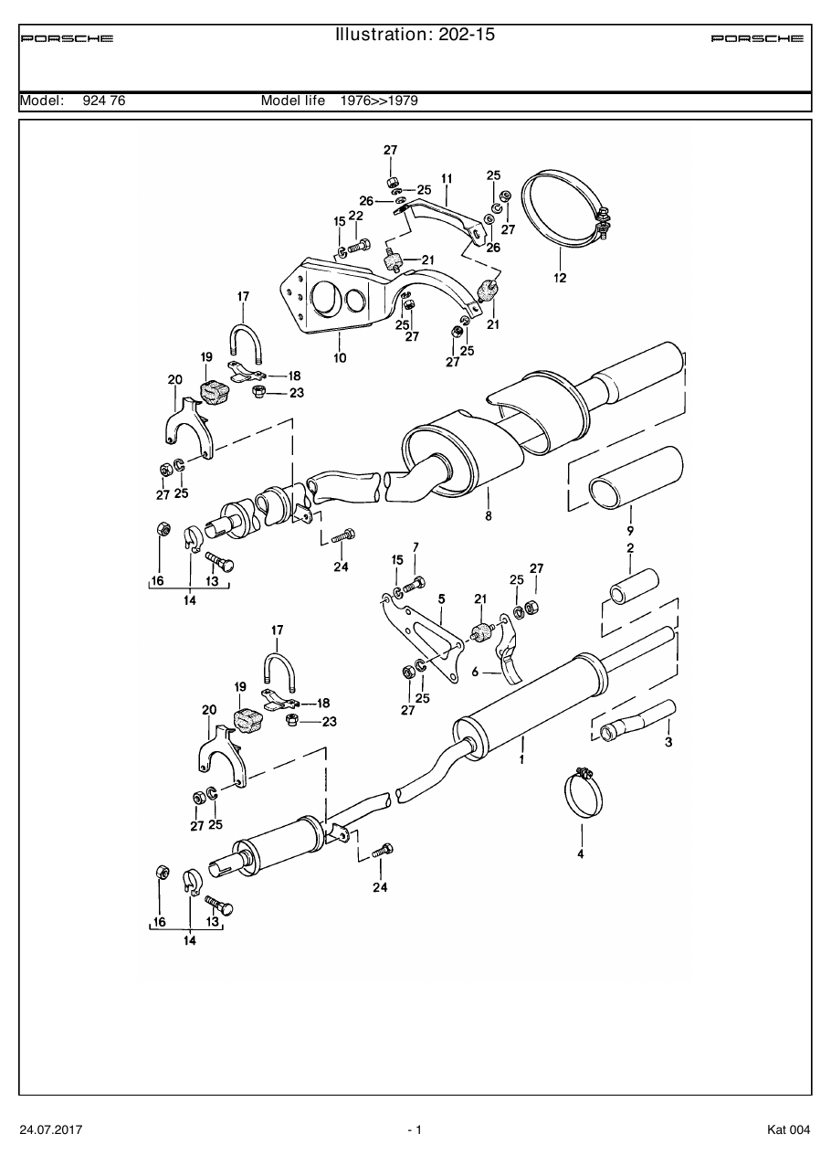 Exploded parts diagram — Exhaust system