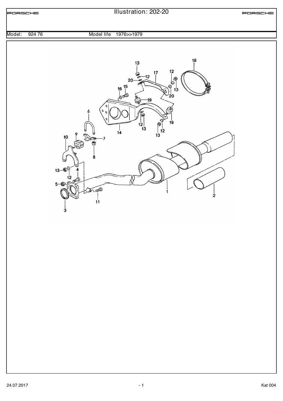 Exploded parts diagram — Exhaust system