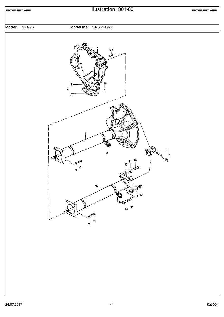 Exploded parts diagram — Central tube