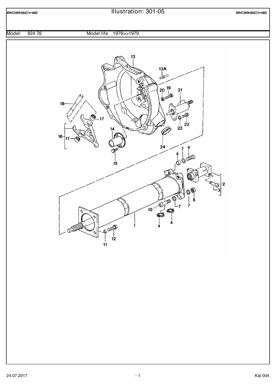 Exploded parts diagram — Central tube
