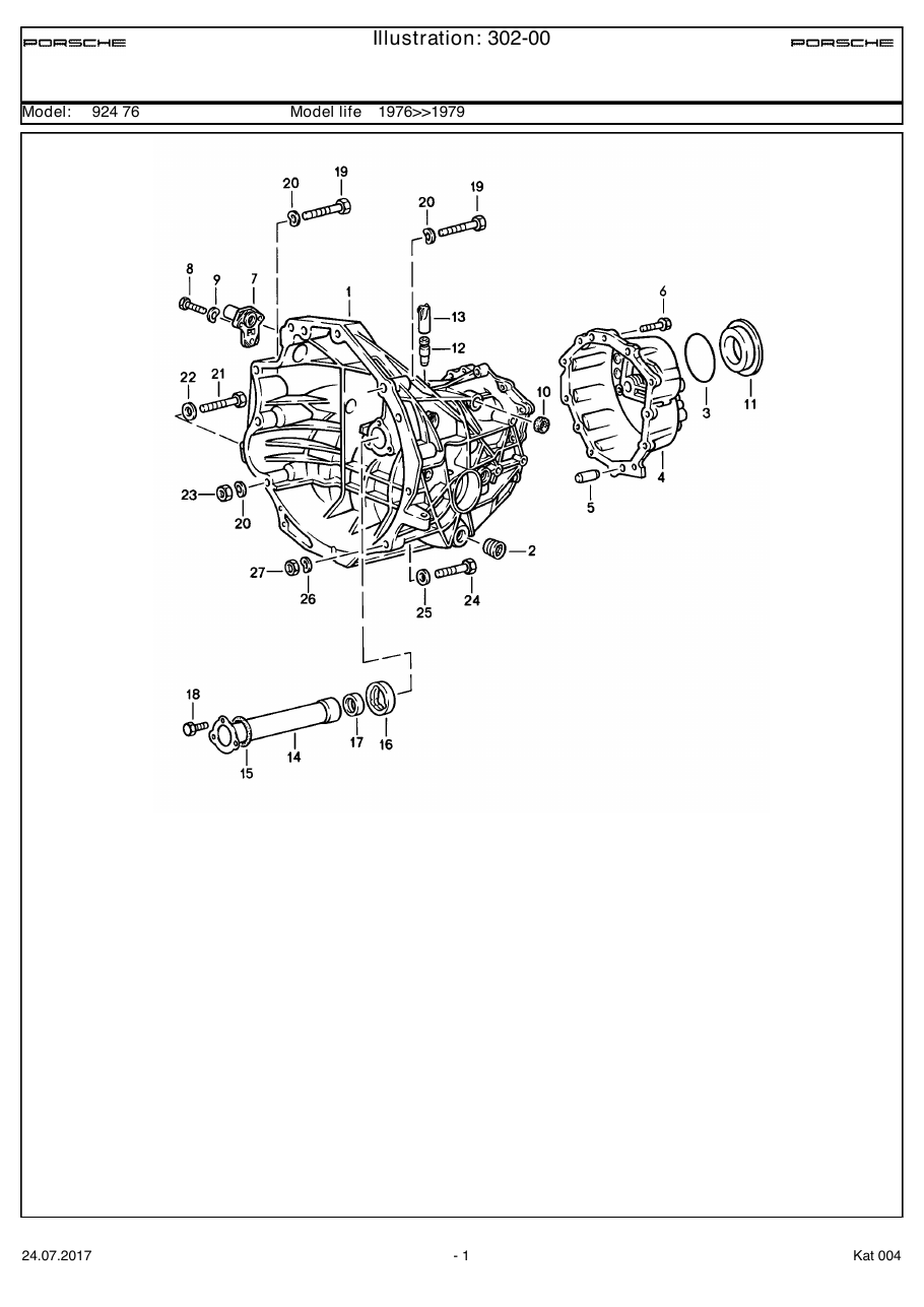 Exploded parts diagram — Replacement transmission