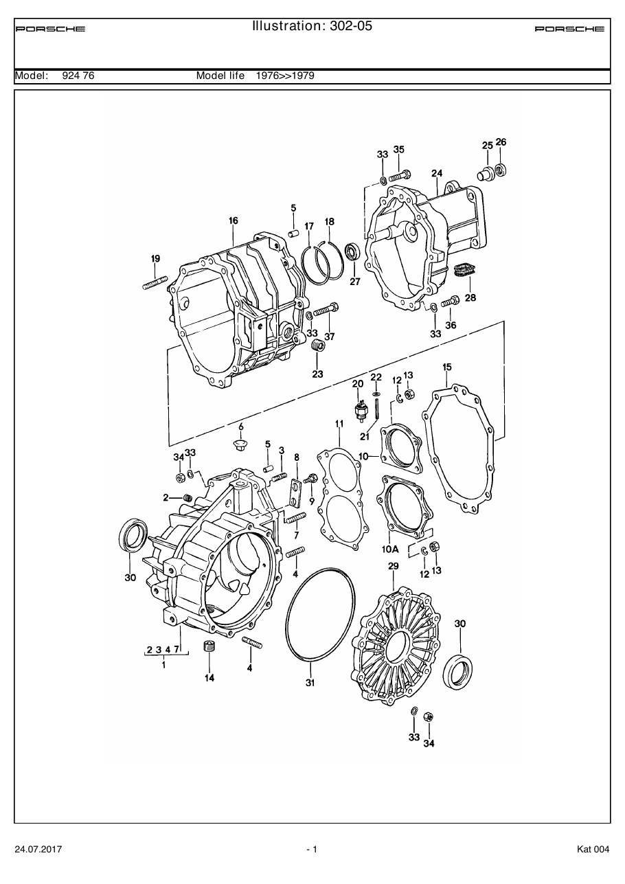 Exploded parts diagram — Replacement transmission