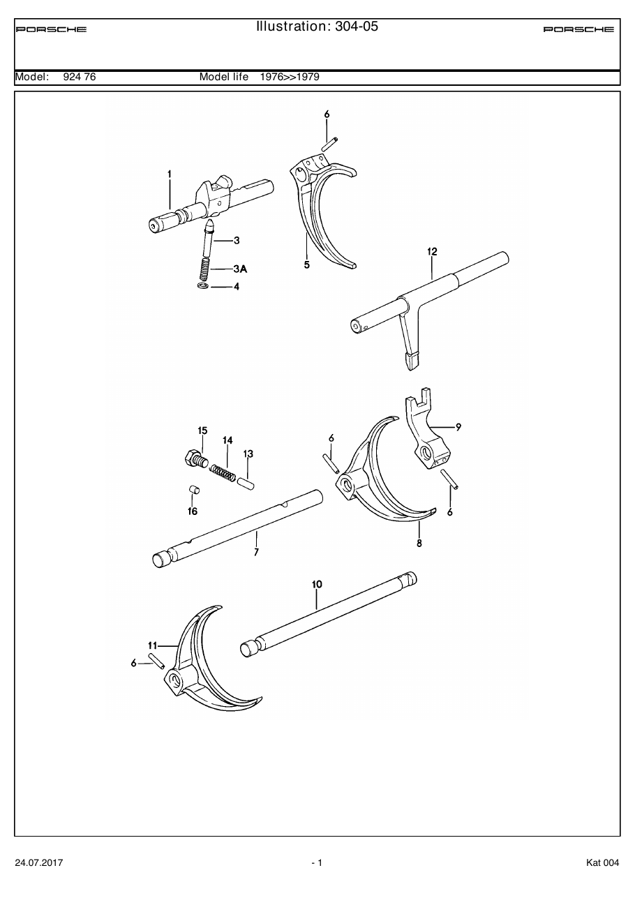 Exploded parts diagram — Transmission control