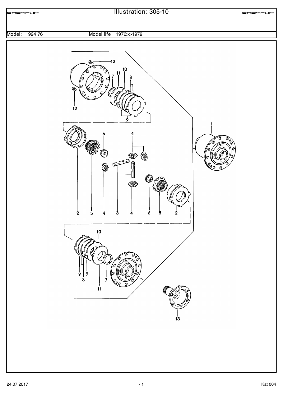 Exploded parts diagram — Limited-slip differential