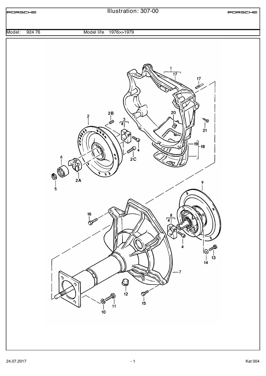 Exploded parts diagram — Central tube