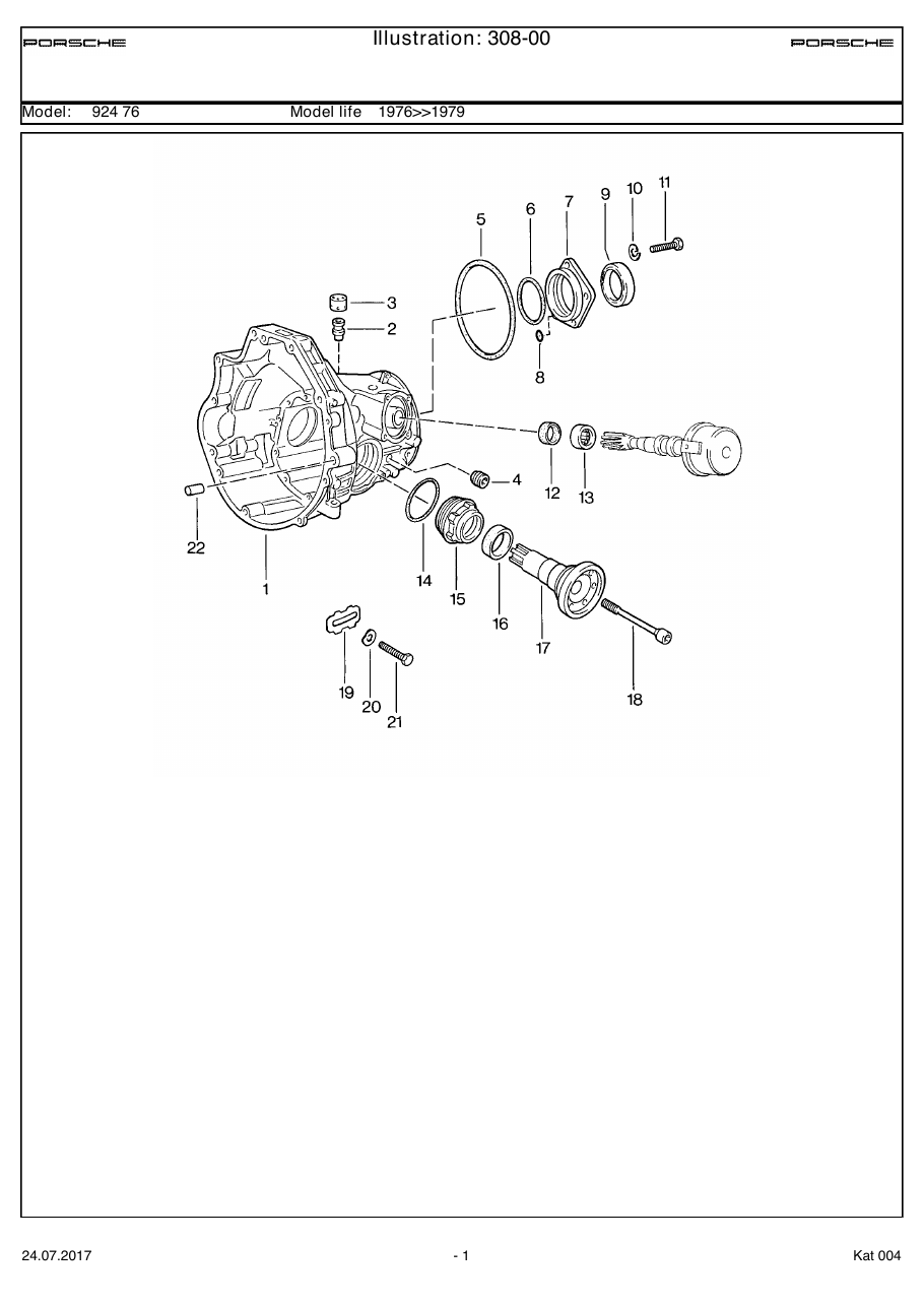 Exploded parts diagram — Replacement transmission