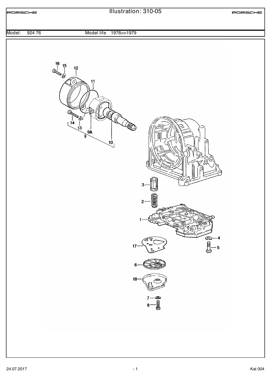 Exploded parts diagram — Slide-valve gearbox