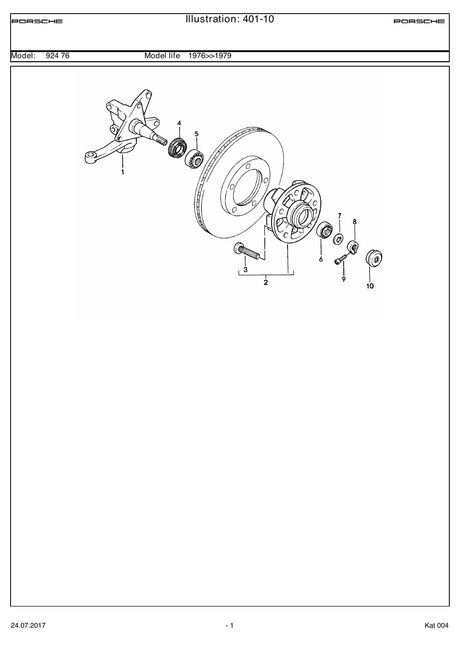 Exploded parts diagram — Steering knuckle
