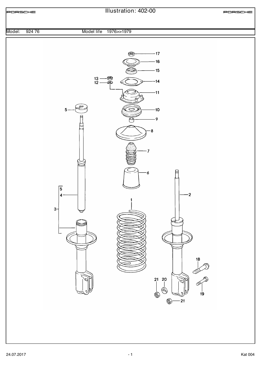 Exploded parts diagram — Shock absorber