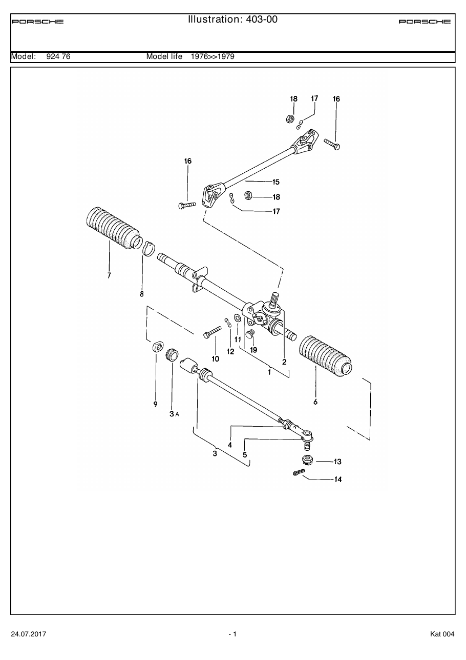 Exploded parts diagram — Steering gear