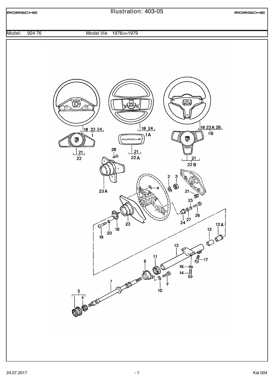 Exploded parts diagram — Steering wheel