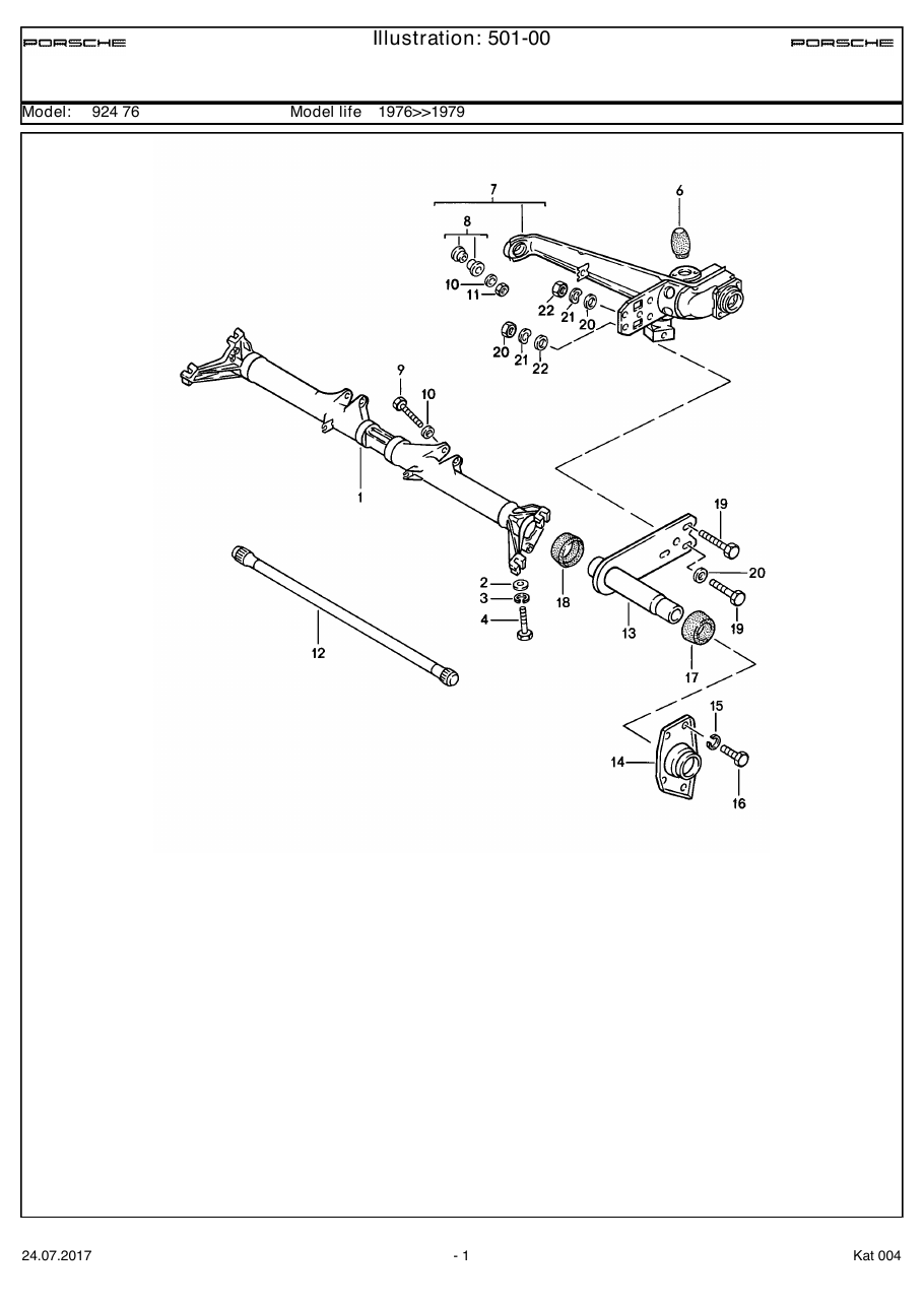 Exploded parts diagram — Rear axle carrier