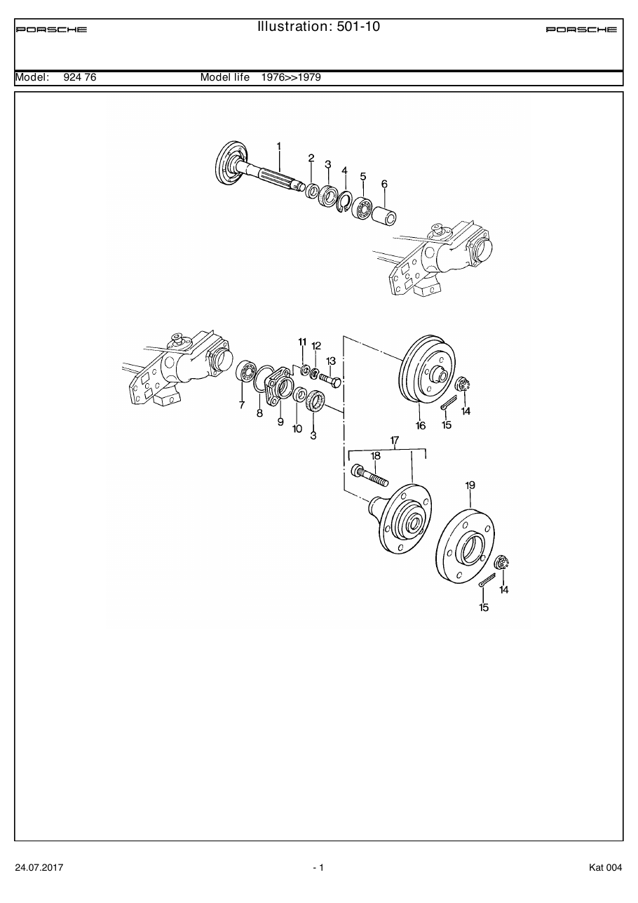 Exploded parts diagram — Rear wheel shaft
