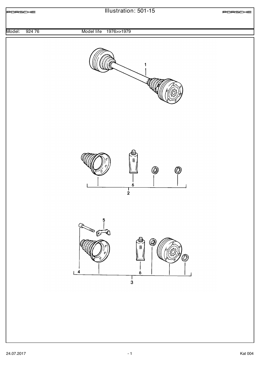 Exploded parts diagram — Drive shaft