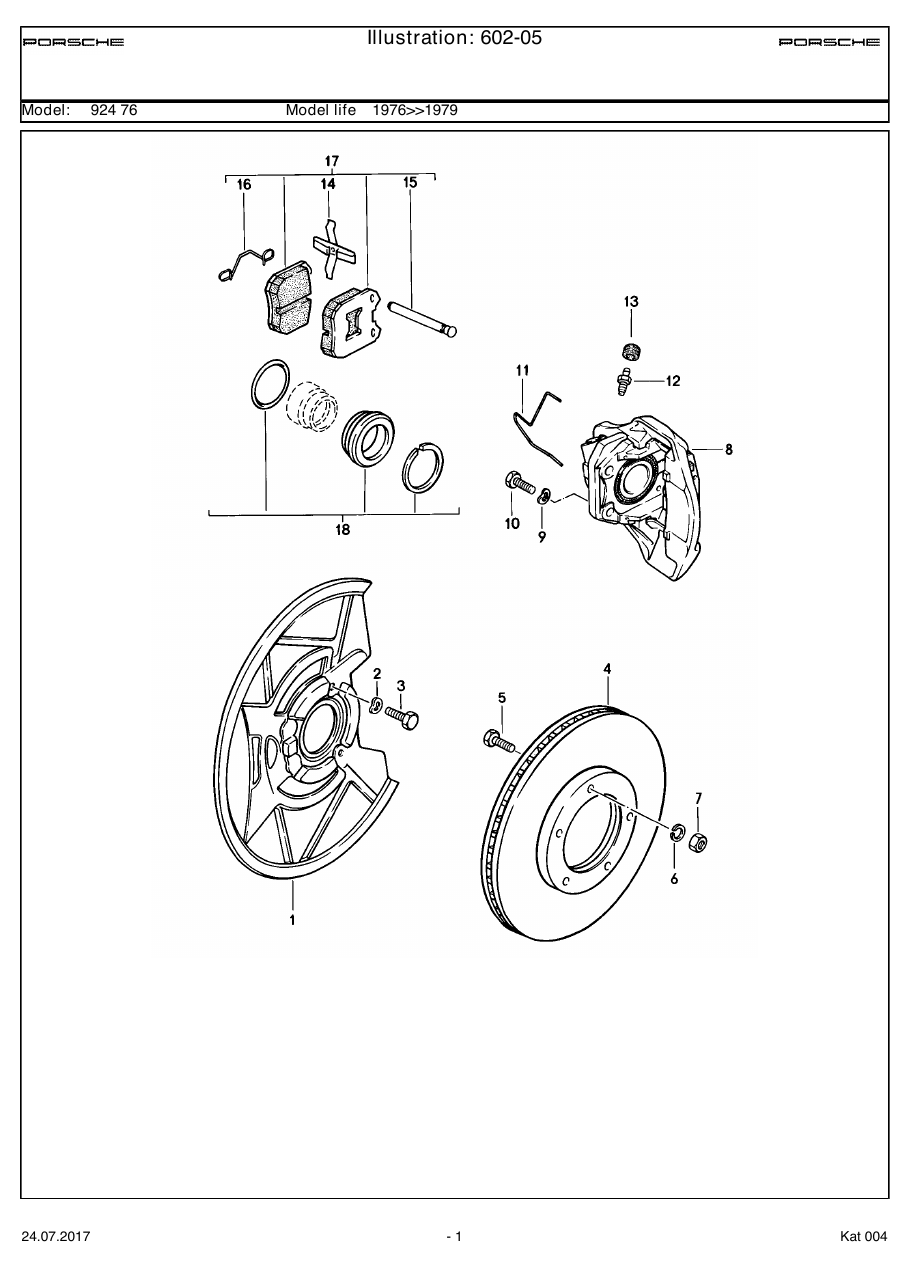 Exploded parts diagram — Disc brake