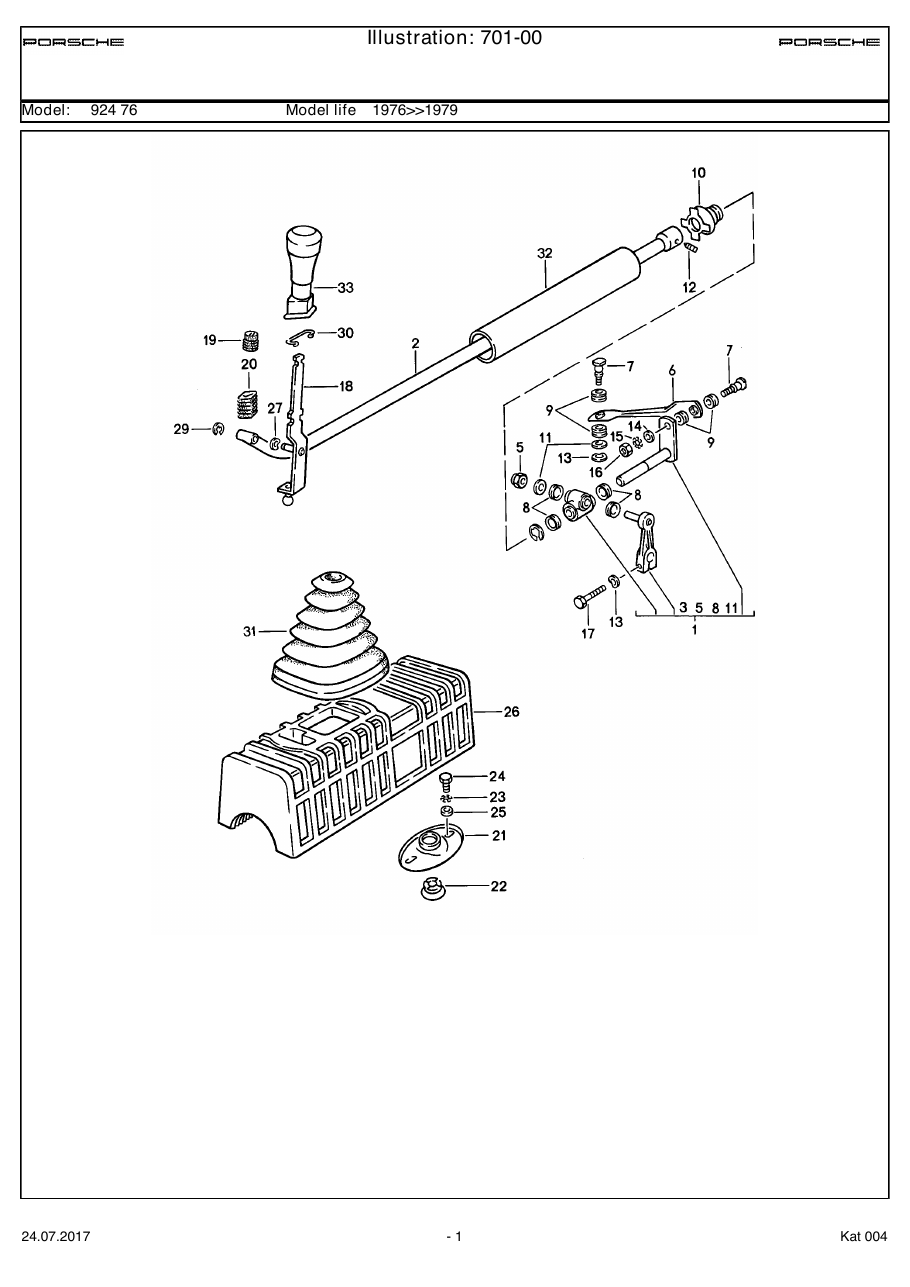 Exploded parts diagram — Shift mechanism