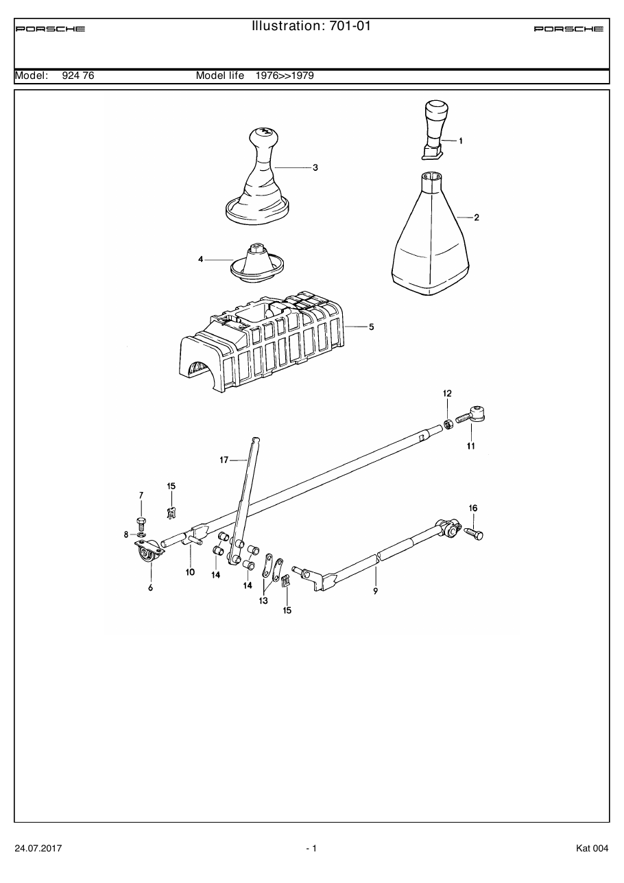 Exploded parts diagram — Shift mechanism