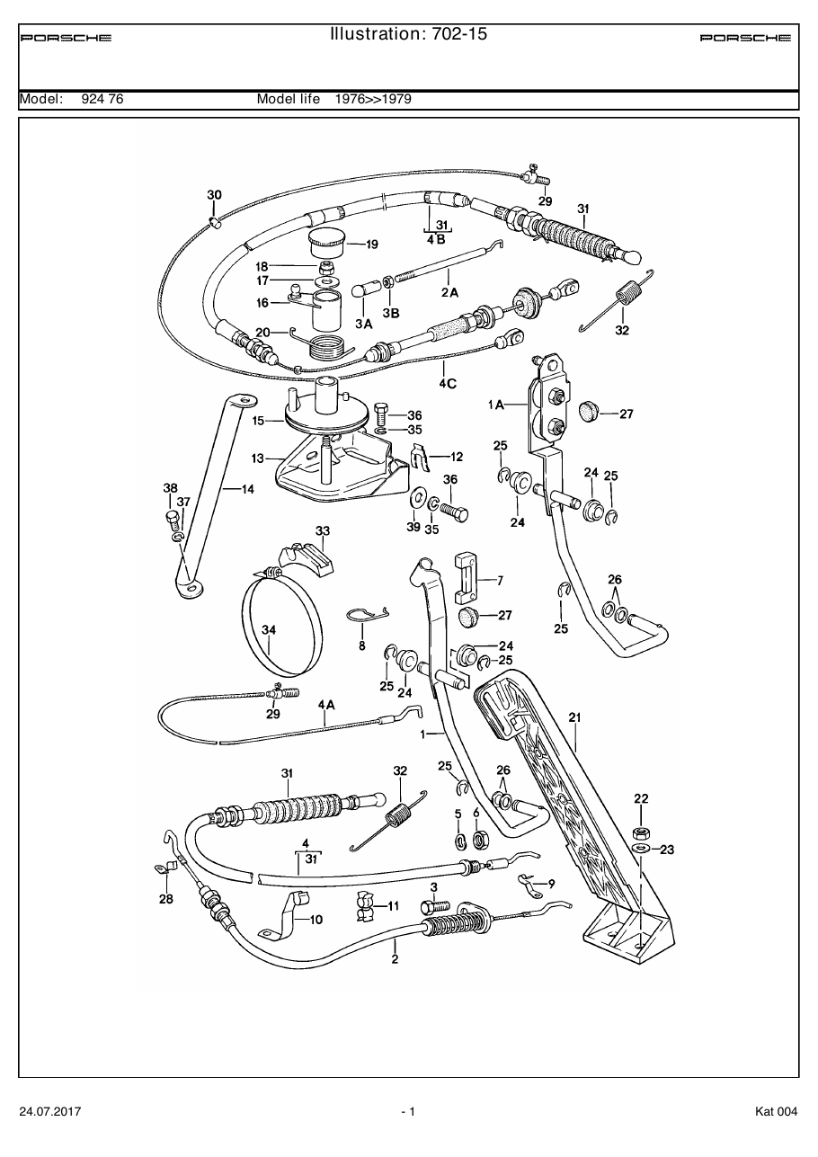 Exploded parts diagram — Accelerator pedal