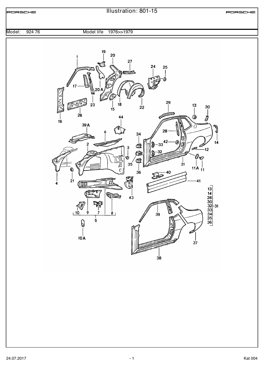 Exploded parts diagram — Side section