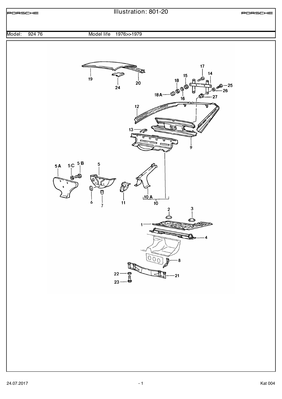 Exploded parts diagram — Transmission carrier