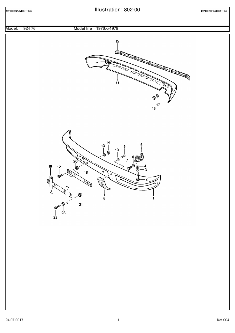 Exploded parts diagram — Bumper