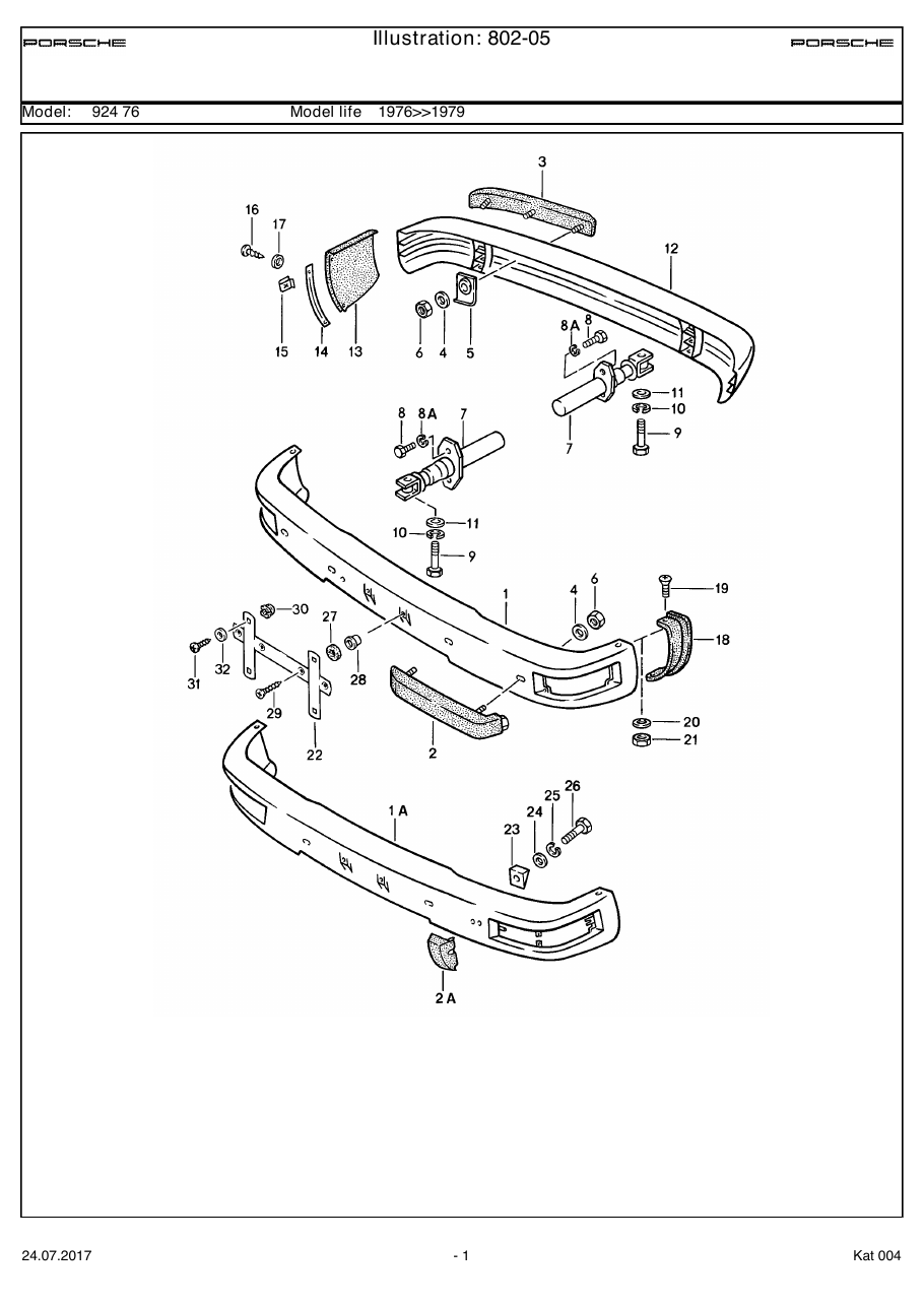 Exploded parts diagram — Bumper