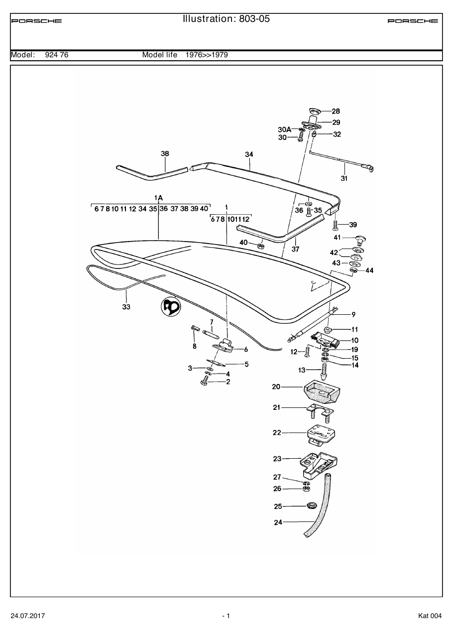 Exploded parts diagram — Rear lid