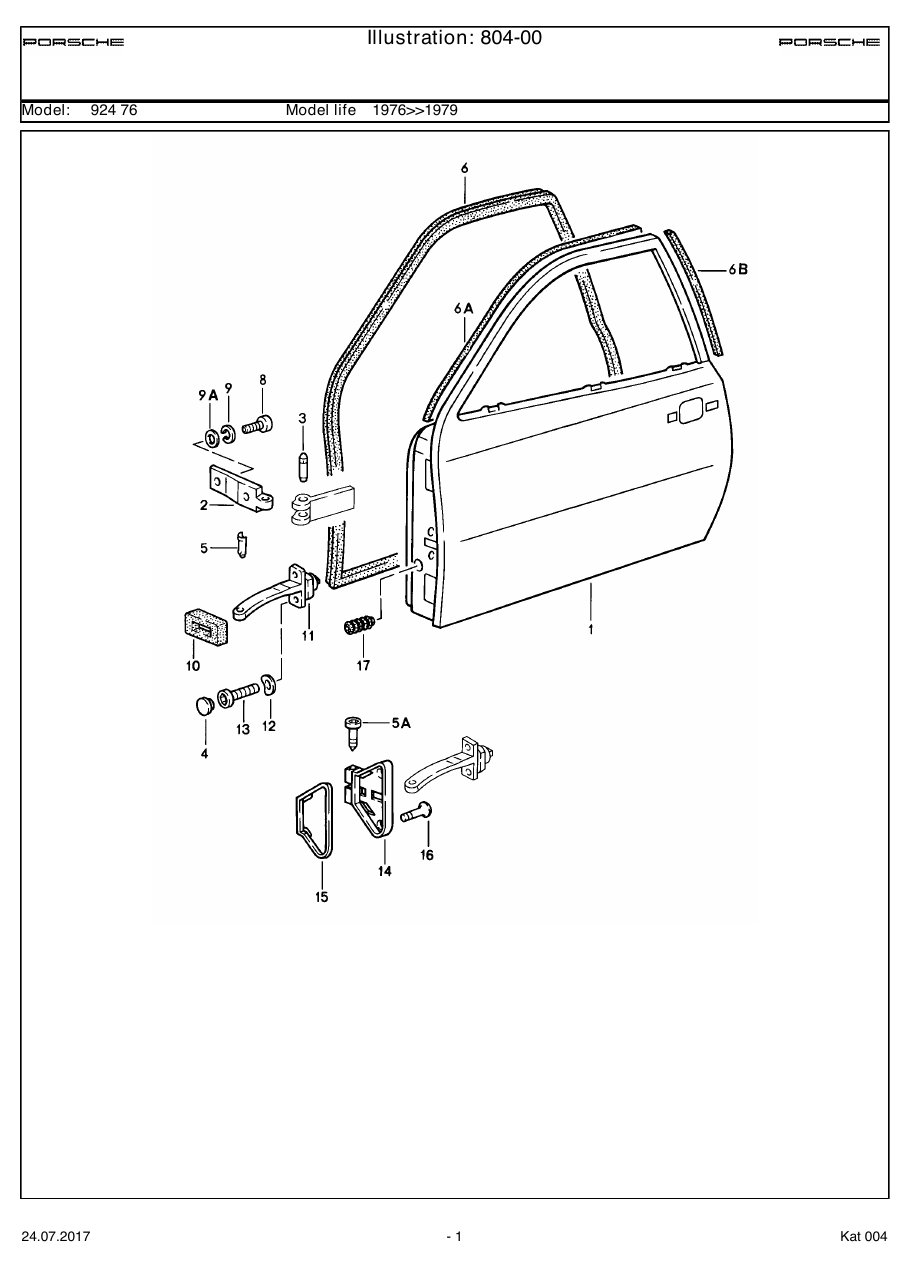 Exploded parts diagram — Door