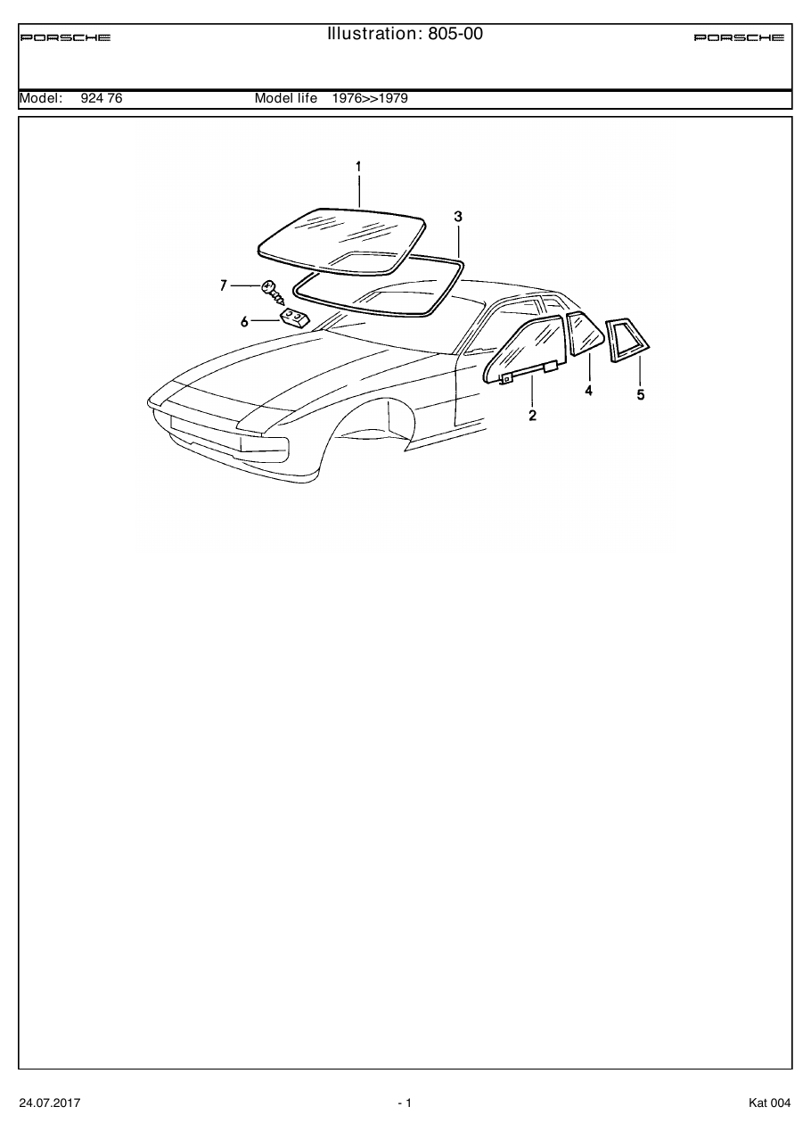 Exploded parts diagram — Window glazing