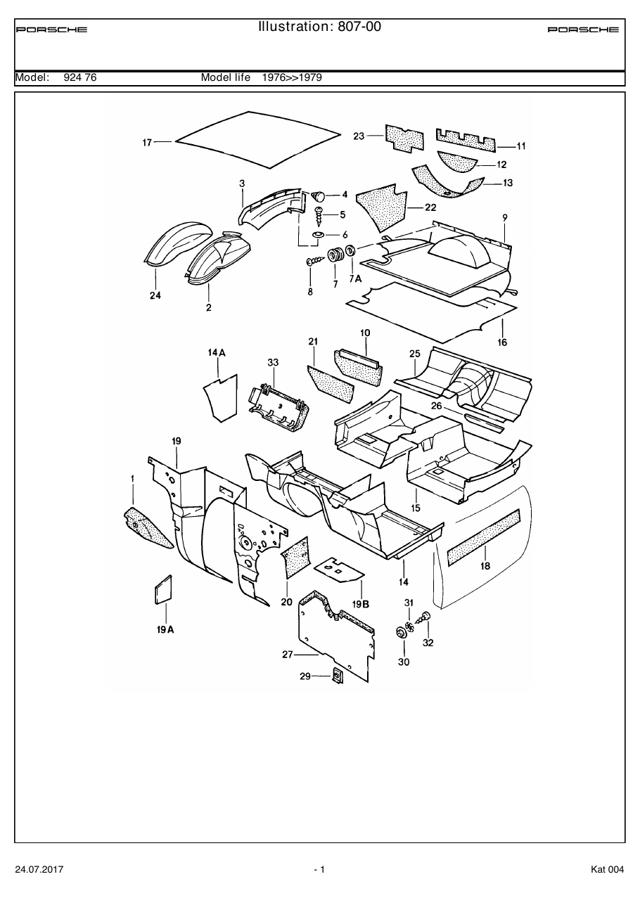 Exploded parts diagram — Linings