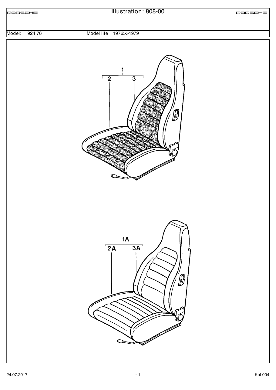Exploded parts diagram — Front seat