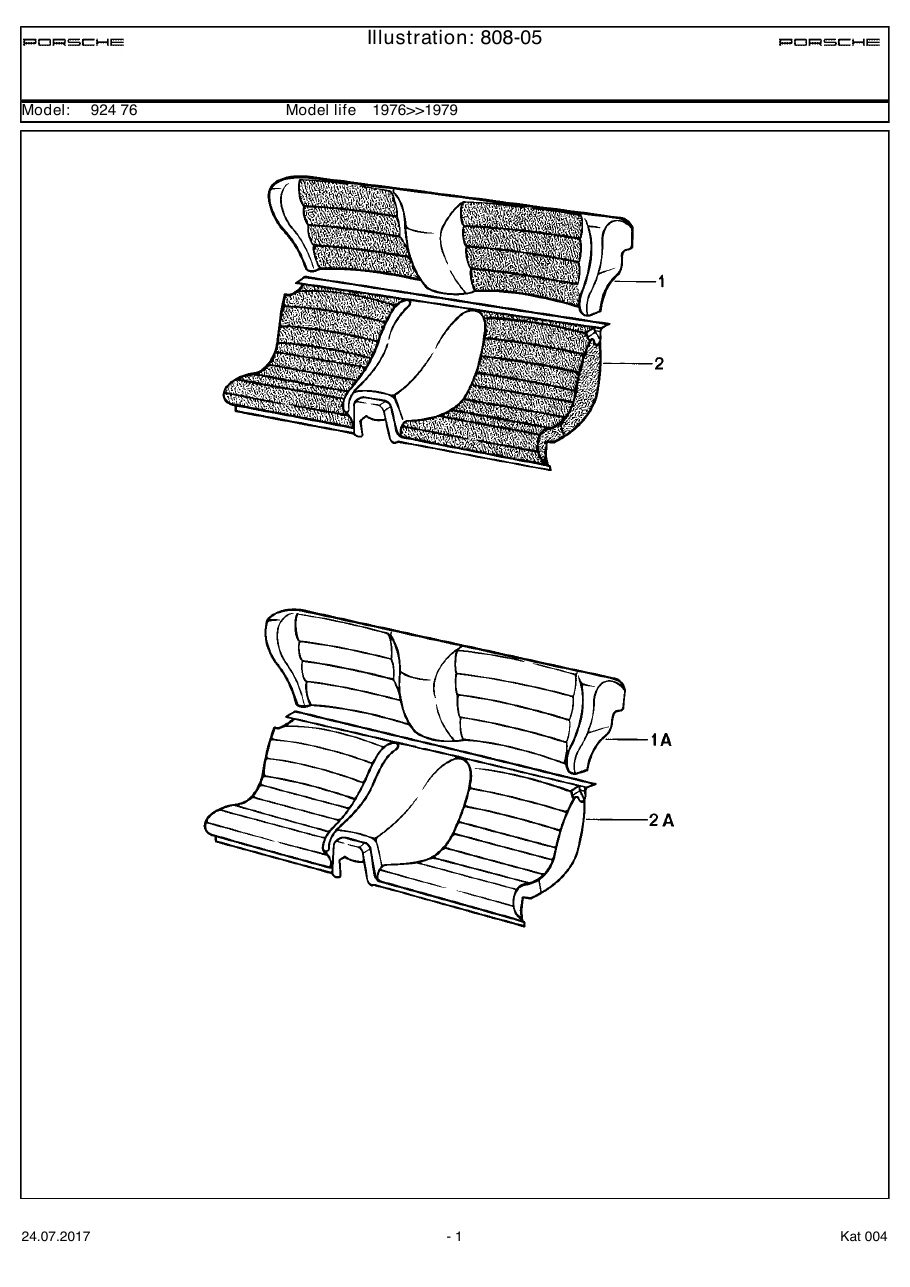 Exploded parts diagram — Back seat