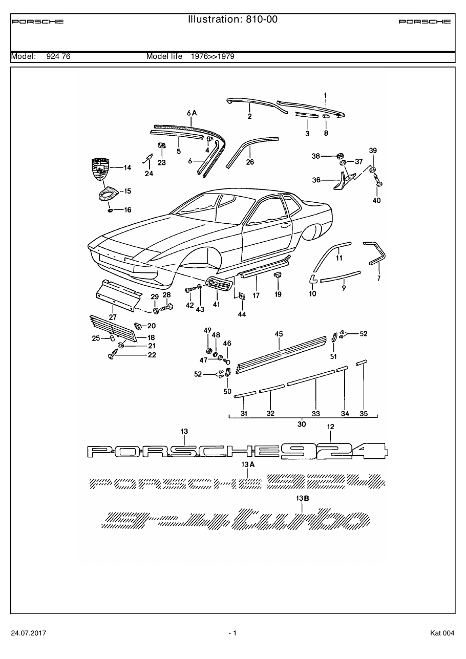 Exploded parts diagram — Trim frame