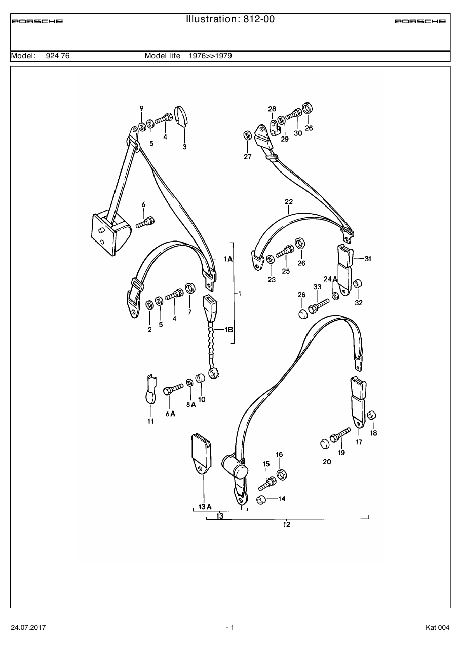 Exploded parts diagram — Seat belt