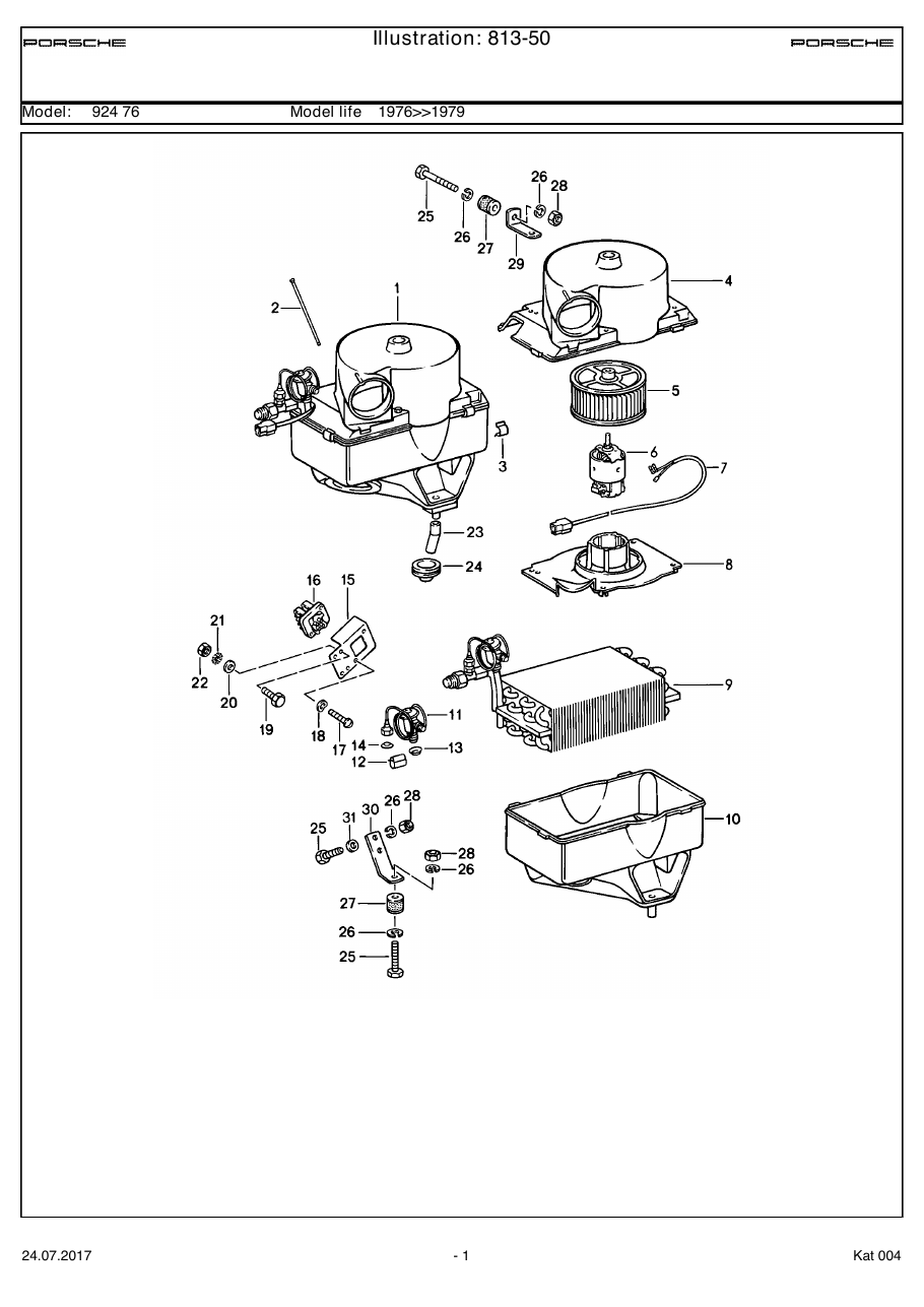 Exploded parts diagram — Evaporator